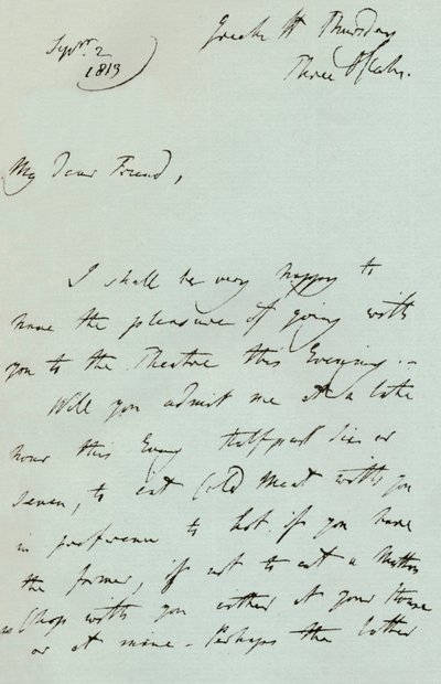 Dopis od sira Thomase Lawrence, 1819 1904 od Thomas Lawrence
