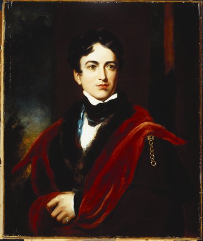 Portrét Johna George Lambtona, Ist Earl Of Durham, GCB, MP, v tmavém kabátě, s pláštěm a bílou pažbou od Thomas Lawrence