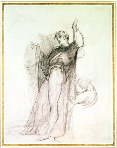 Portrét Johna Philipa Kembla jako Hamleta (křída na papíře) od Thomas Lawrence