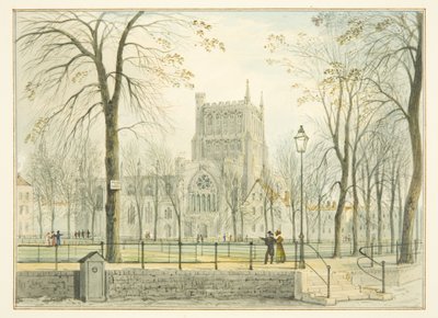 Bristolská katedrála a College Green (akvarel na papíře) od Thomas Leeson the Elder Rowbotham
