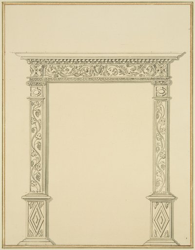 Vyřezávané dveře v domě v Lewins Mead (tužka a akvarel na papíře) od Thomas Leeson the Elder Rowbotham