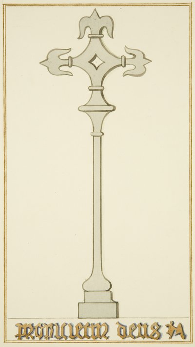 Kříž na starém náhrobku v kryptě kostela svatého Jana (akvarel na papíře) od Thomas Leeson the Elder Rowbotham