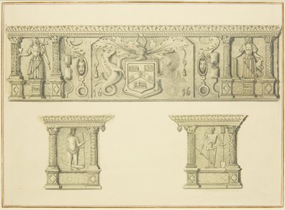 Vlys na komíně na 15 Broad Street (tužka a akvarel na papíře) od Thomas Leeson the Elder Rowbotham