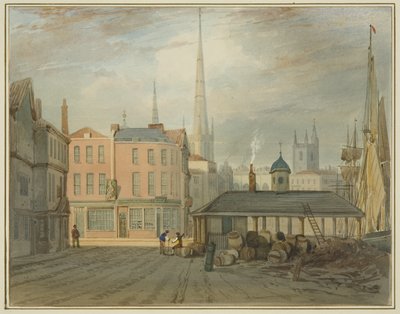 North East End of King Street, ukazující Welsh Market (akvarel na papíře) od Thomas Leeson the Elder Rowbotham