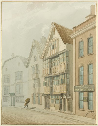 Staré domy naproti Kupecké síni (akvarel na papíře) od Thomas Leeson the Elder Rowbotham