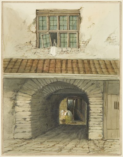 Pasážní oblouk z Marsh Street za domem (akvarel na papíře) od Thomas Leeson the Elder Rowbotham