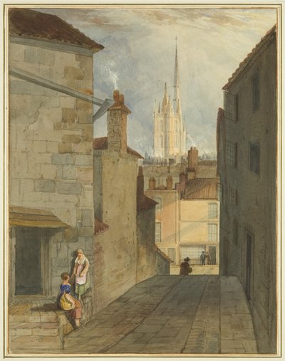Kroky z Trenchard Lane do Host Street (akvarel na papíře) od Thomas Leeson the Elder Rowbotham