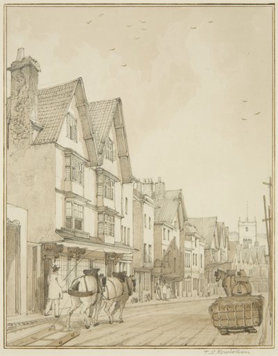 Temple Street, při pohledu na sever (tužka a akvarel na papíře) od Thomas Leeson the Elder Rowbotham