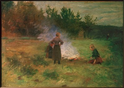 Dívky kolem táboráku od Thomas Ludwig Herbst