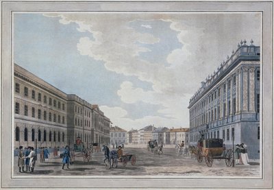 Pohled na ulici Millionnaya a Mramorový palác přes Marsovo pole, 1790 od Thomas Malton the Elder