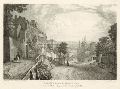 Pohled dolů z Highgate Hill, Londýn od Thomas Mann Baynes