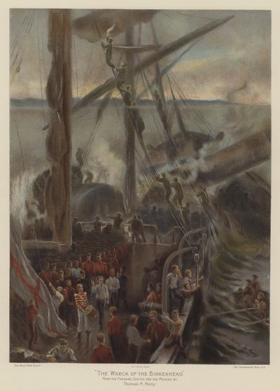 The Wreck of the Birkenhead (barevné lito) od Thomas Marie Madawaska Hemy