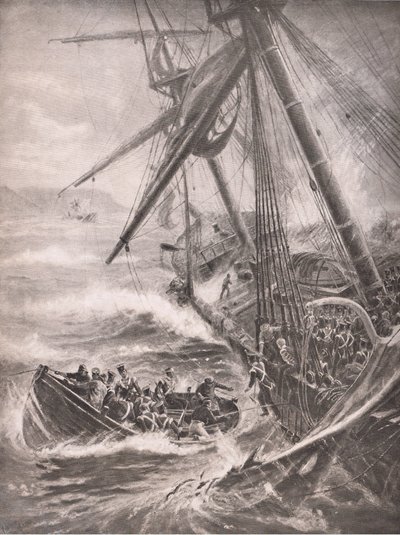Disciplína, ztráta „Abercrombieho Robinsona“ v Table Bay 1842, Bibbys Annual od Thomas Marie Madawaska Hemy