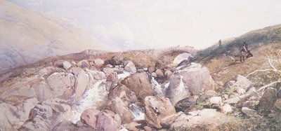 Odpočinek u hořícího horského jezera od Thomas Miles Richardson