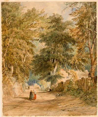 Krajina - Ulička s figurkami (barva těla a akvarel na papíře (na desce)) od Thomas Miles Richardson