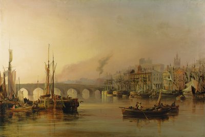Pohled na Newcastle od řeky Tyne, s lodní dopravou v popředí, 1831 od Thomas Miles Richardson