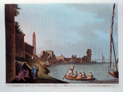 Vnější pohled na starověkou Alexandrijskou zeď s Kleopatřinou jehlou, 1802. od Thomas Milton