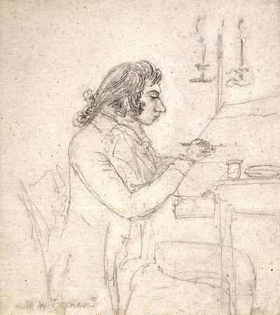 J. M. W. Turner u kreslicího stolu; Verso: Paní Monro Spící (tužka na špinavě bílý papír) od Thomas Monro