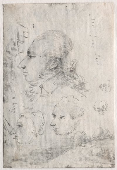 Studie hlav verso, c. 20. léta 19. století. od Thomas Monro
