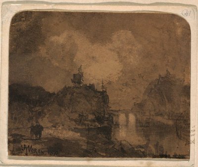 Kresba, Říční scéna, Grand Canyon, Colorado, 1870 od Thomas Moran