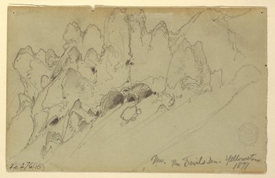 Kresba, Ďáblovo doupě, Yellowstone, 1871 od Thomas Moran