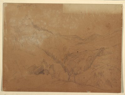 Kresba, Yellowstone, Nad Tower Falls, 1871 od Thomas Moran
