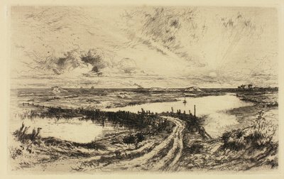 Východ slunce – rybník, East Hampton od Thomas Moran