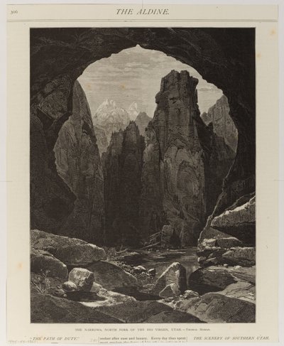 Soutěska, severní rameno řeky Virgen, Utah od Thomas Moran