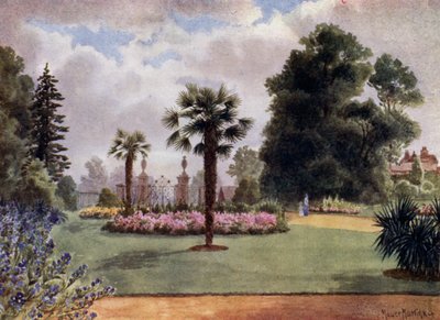 Kew Gardens: Palmy a hlavní brána (barevná lito) od Thomas Mower Martin