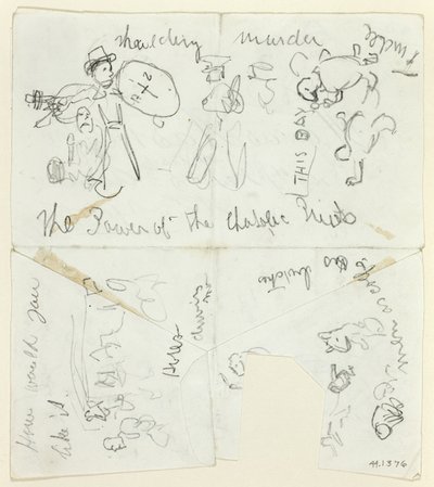 List s náčrtky: list s náčrtky (verso): Moc katolických kněží (recto); list s náčrtky (verso) od Thomas Nast