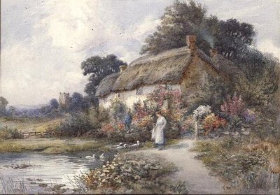 Došková chaloupka, Ringwood, Hampshire (akvarel) od Thomas Noelsmith