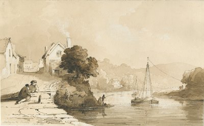 Arley - River Severn: sépiová kresba, 8. září 1837 od Thomas Peploe Wood
