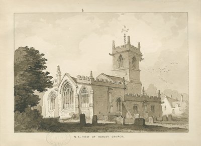 Ashley Church: sépiová kresba, 1838 od Thomas Peploe Wood