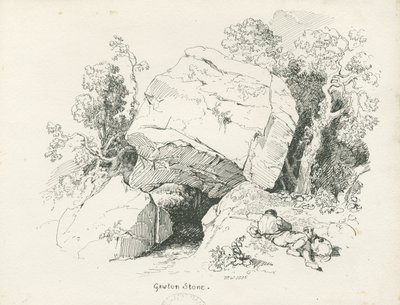 Biddulph - "Gawton Stone": kresba perem a tuší, 1836 od Thomas Peploe Wood