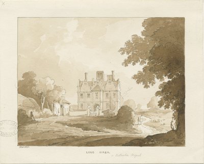 Brewood - Long Birch Hall: sépiová kresba, 1838 od Thomas Peploe Wood