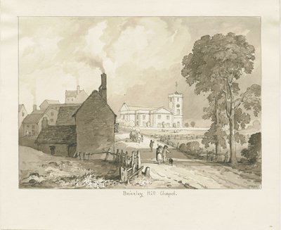 Brierley Hill Chapel: sépiová kresba, 1837 od Thomas Peploe Wood