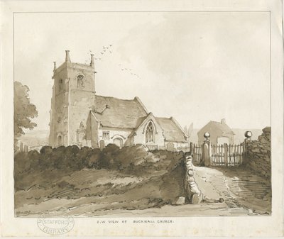 Bucknall Church: sépiová kresba od Thomas Peploe Wood