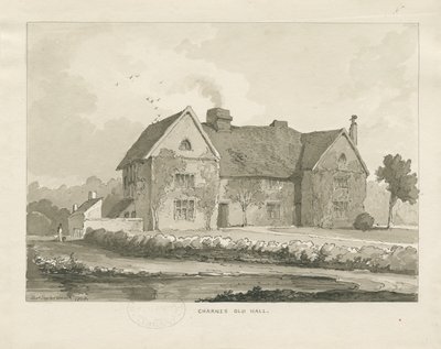 Charnes Hall: sépiová kresba od Thomas Peploe Wood
