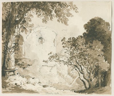 Chartley Castle: kresba tužkou a lavírováním, nd [1837-1838] od Thomas Peploe Wood