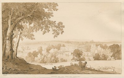 Chartley Hall: sépiová kresba, 1837 od Thomas Peploe Wood