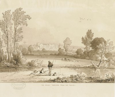 Colwich - The Mount Nunnery: sépiová kresba, 1837 od Thomas Peploe Wood