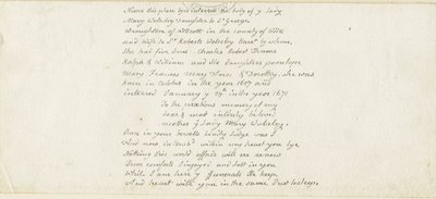 Colwich - nápis na památníku Wolseley: pero, nd [1839] (rukopis) od Thomas Peploe Wood