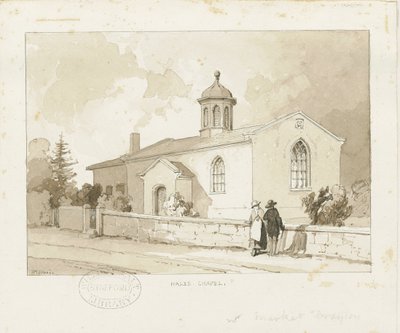 Drayton-in-Hales - Hales Chapel: sépiová kresba, nd [1817-1845] (kresba) od Thomas Peploe Wood
