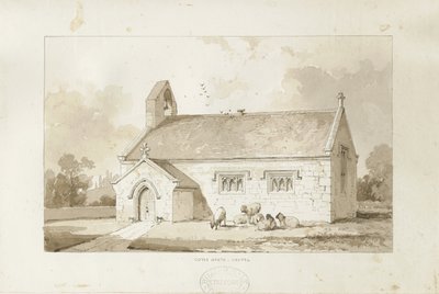 Eccleshall - Cotes Heath Chapel: sépiová kresba, nd [1817-1845] od Thomas Peploe Wood