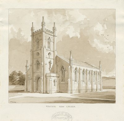 Fenton New Church: sépiová kresba od Thomas Peploe Wood