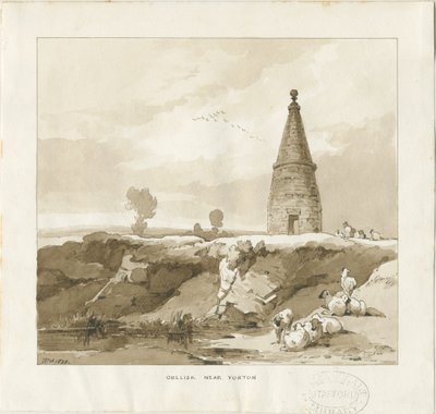 Forton - Obelisk: lavírovaná kresba od Thomas Peploe Wood