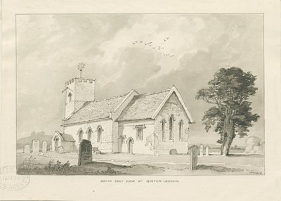 Gayton Church: sépiová kresba od Thomas Peploe Wood