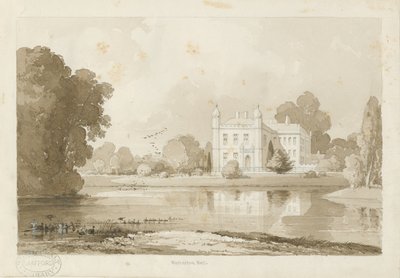 Hatherton Hall: sépiová kresba, 1843 od Thomas Peploe Wood