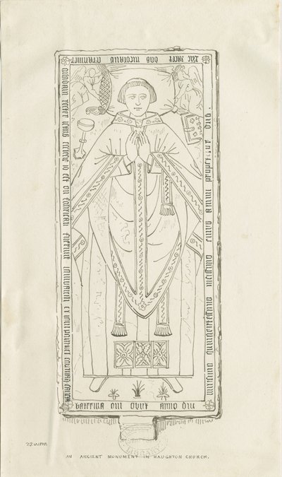 Haughton Church – Památník Nicholase Gravinera: kresba perem od Thomas Peploe Wood