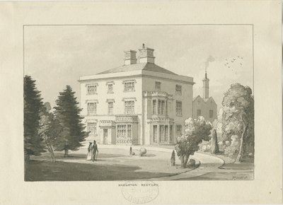 Haughton Rectory: lavírovaná kresba od Thomas Peploe Wood